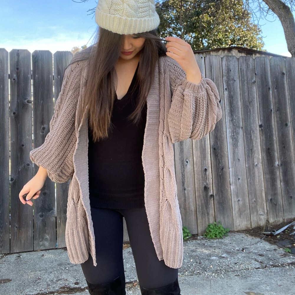 Oversized Taupe Cardigan from Expresss